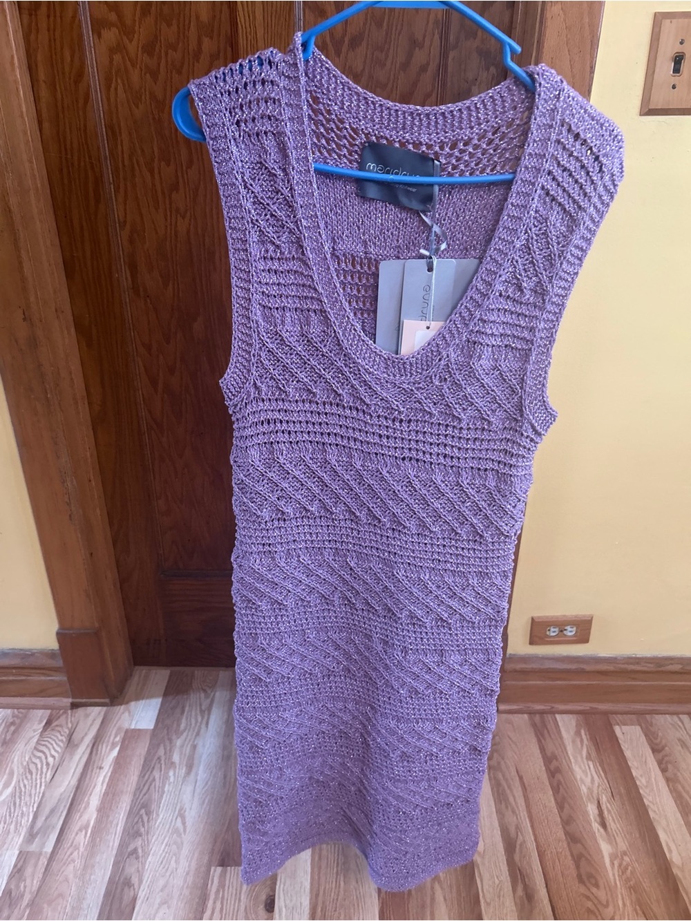 Maridruna Purple Sleeveless Scoopneck Crochet Ophelia Dress OS Nwt